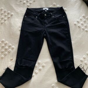 Paige Verdugo Crop Skinny Black Jeans Knee Hole distressed